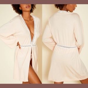 NEW Cosabella [ Small ] Lace Trim Flirty Robe in Rose Dawn/Moon Ivory‎